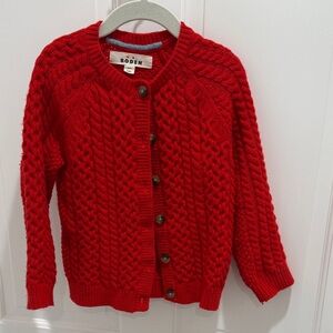 Boden Vibrant Red Cable Knit Cardigan